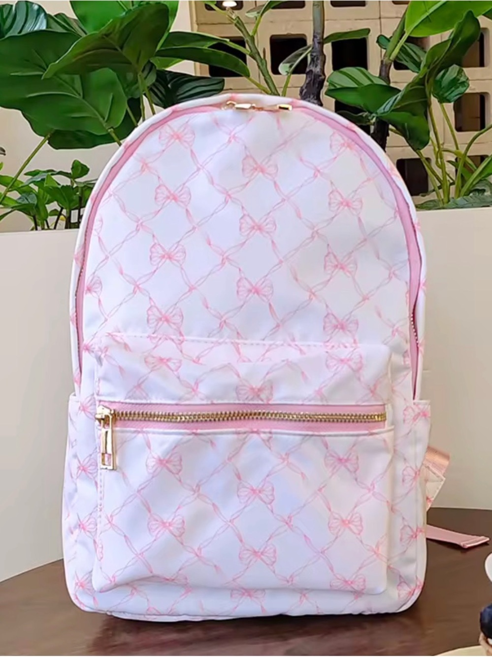 Pink Bow Print Mini Backpack